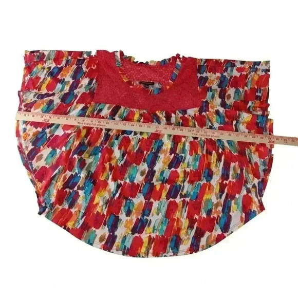 Notations Women's Rainbow Blouse Top  Size L Flowy BATWING Shirt Layered - Picture 4 of 11